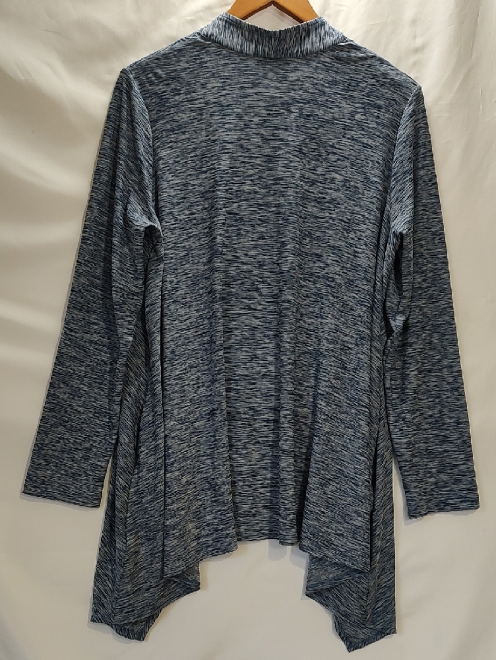 Attitudes by Renee Blue Marled Drape Open-Front Cardigan - Picture 5 of 9
